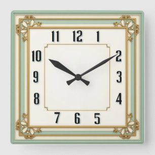 Reloj Cuadrado Elegante Art Deco Menta