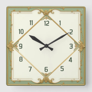 Reloj Cuadrado Elegante Art Deco Menta