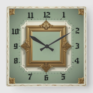 Reloj Cuadrado Elegante Art Déco Menta