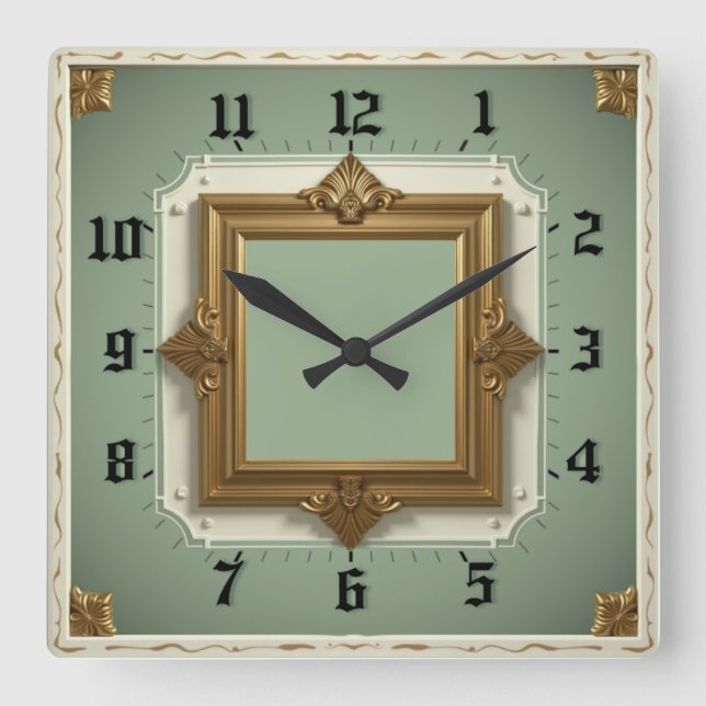 Reloj Cuadrado Elegante Art Déco Menta (Anverso)