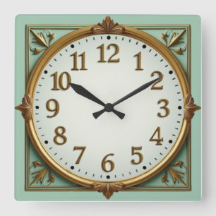 Reloj Cuadrado Elegante Art Déco Menta