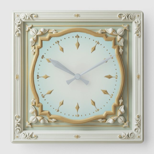 Reloj Cuadrado Elegante Art Deco Menta (Anverso)