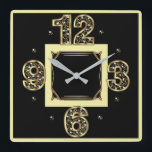 Reloj Cuadrado Elegante Art Deco negro<br><div class="desc">Gran diseño de reloj. Te encantará como a otros. Tenga la libertad de usar este diseño para otro producto que desee o para el personalizar y agregue su texto. Sígueme por más. Gracias. Que tengas un buen día.</div>