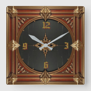 Reloj Cuadrado Elegante Art Deco Rojo