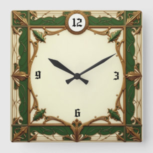 Reloj Cuadrado Elegante Art Deco verde
