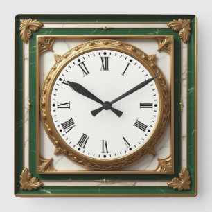 Reloj Cuadrado Elegante Art Deco Verde
