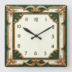 Reloj Cuadrado Elegante Arte Deco Verde