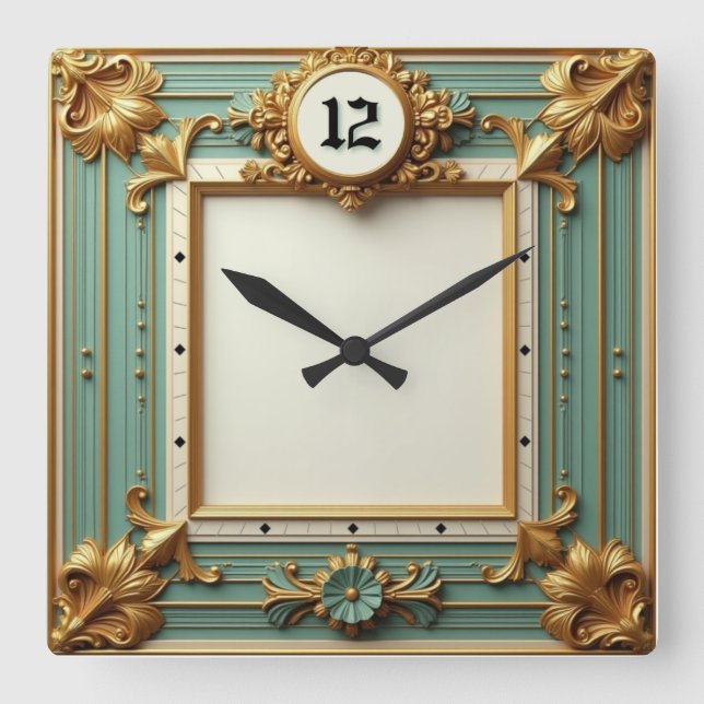 Reloj Cuadrado Elegante Barroco (Anverso)