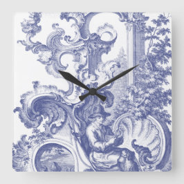 Reloj Cuadrado Elegante Blue French Baroque Toile