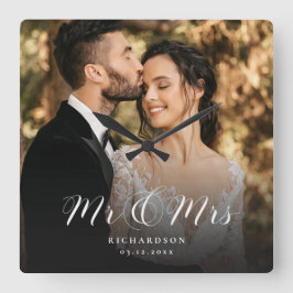 Reloj Cuadrado Elegante Boda de escritura moderna foto Moda recié