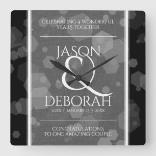 Reloj Cuadrado Elegante celebración del cuarto aniversario de Bod