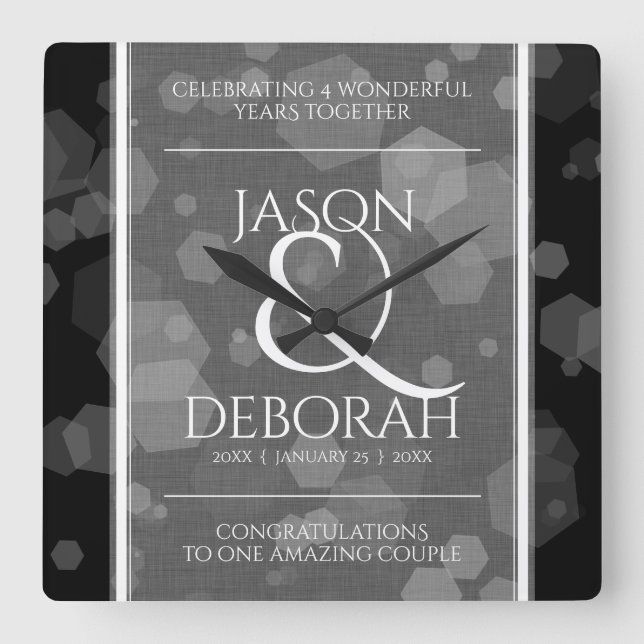 Reloj Cuadrado Elegante celebración del cuarto aniversario de Bod (Anverso)