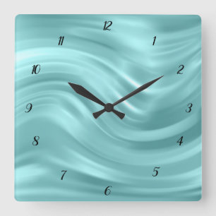 Reloj Cuadrado Elegante Diseño De Swirl Azul Aqua Decorativo