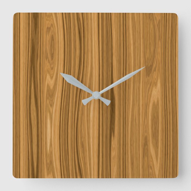 Reloj Cuadrado Elegante estilo grano de madera (Anverso)