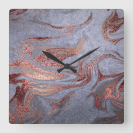 Reloj Cuadrado Elegante estilo moderno de cobre rosa de mármol az