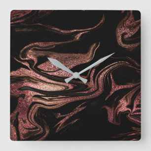 Reloj Cuadrado Elegante estilo moderno de mármol negro de cobre r