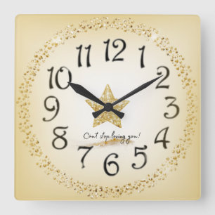 Reloj Cuadrado elegante estrella y  piedras doradas