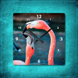 Reloj Cuadrado Elegante flamingo rosa mejores amigos foto moderna<br><div class="desc">¿Quién dice que los flamencos no pueden divertirse con su amigo favorito? Relájese en su habitación favorita con este impresionante reloj de pared de fotografía de dos flamencos. Tu elección de una cara de reloj redonda o cuadrada. ¡Hace un gran regalo de bienvenida! Puede personalizar fácilmente este reloj de pared...</div>