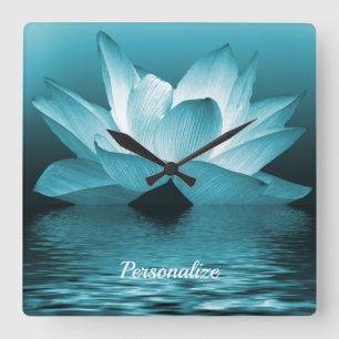 Reloj Cuadrado Elegante Flor de Loto Océano Zen Yoga Meditación