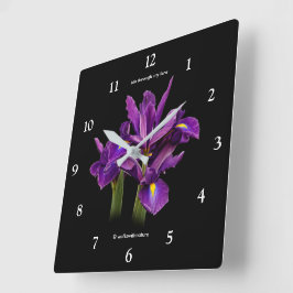 Reloj Cuadrado Elegante flor holandesa de sensación iris púrpura