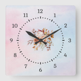 Reloj Cuadrado Elegante floral Verde azulada moderna