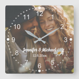 Reloj Cuadrado elegante foto de guión blanco