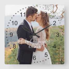 Reloj Cuadrado elegante foto del día de la boda