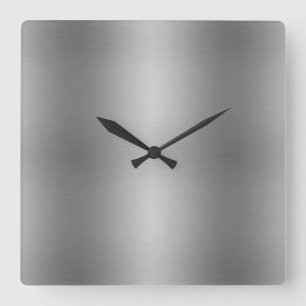 Reloj Cuadrado Elegante gris plateado metálico sólido