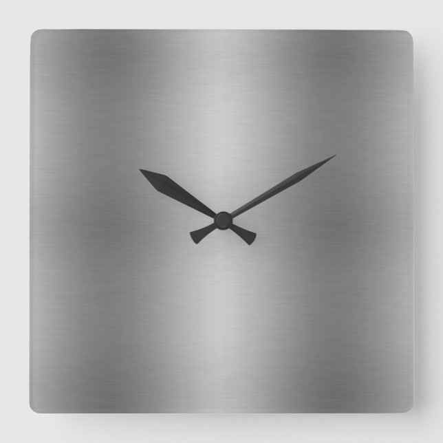 Reloj Cuadrado Elegante gris plateado metálico sólido (Anverso)