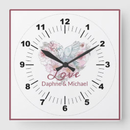 Reloj Cuadrado Elegante guión moderno de Moda rosa rosado