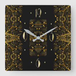 Reloj Cuadrado Elegante hoja de oro