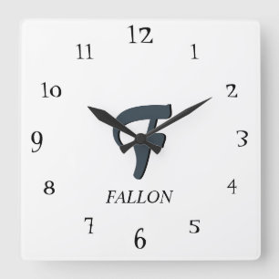 Reloj Cuadrado Elegante Monograma 3D negro blanco y gris carbón v