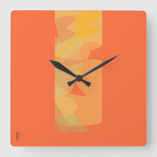 Reloj Cuadrado Elegante Naranja dorado abstracto floral