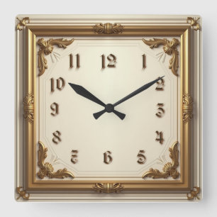 Reloj Cuadrado Elegante Oro