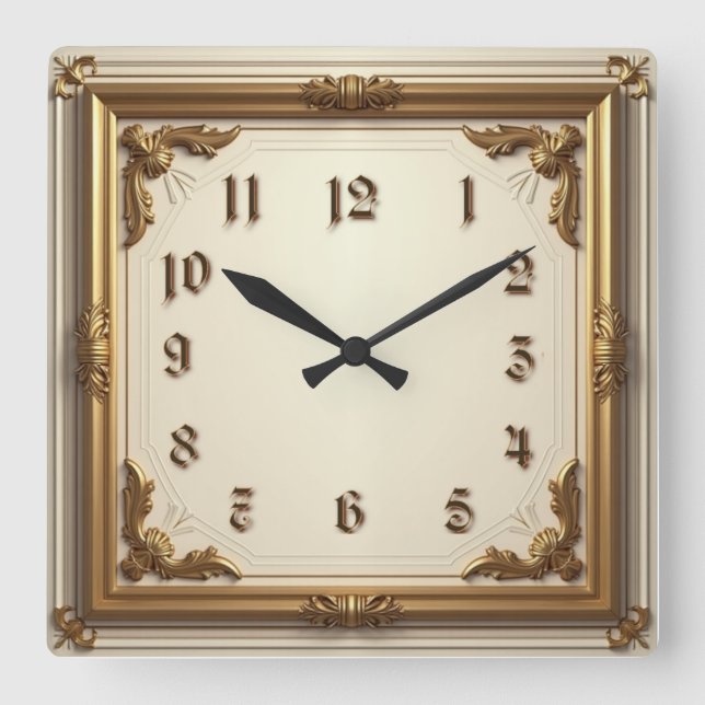 Reloj Cuadrado Elegante Oro (Anverso)