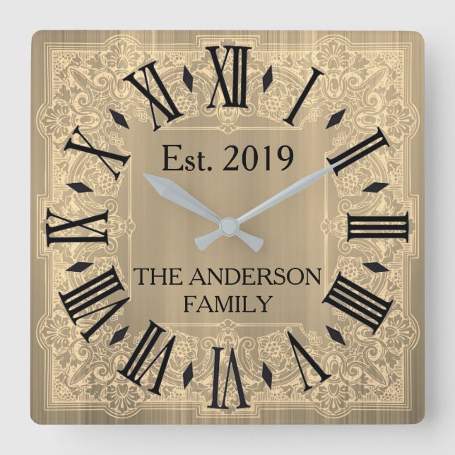 Reloj Cuadrado Elegante Personalizado Verde azulado Blue Victoria (Anverso)