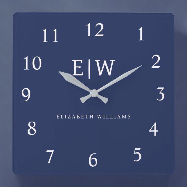 Reloj Cuadrado Elegante Profesional Simple Monograma Minimalista (Subido por el creador)