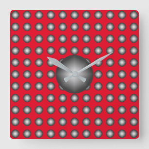 Reloj Cuadrado Elegante Punto de Polka Plateado. Personalizable d