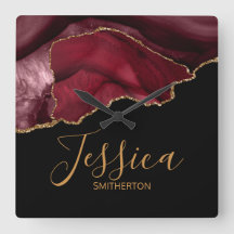 Elegante Purple Burgundy Gold Marble Agle Nombre