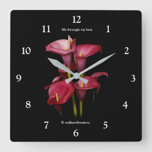 Reloj Cuadrado Elegante púrpura Calla Lilies
