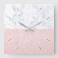 Elegante purpurina rosa de oro y mármol blanco