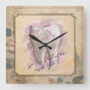 Reloj Cuadrado Elegante regalo odontológico antiguo de moda