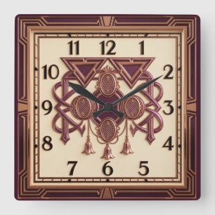 Reloj Cuadrado Elegante Rosa Art Déco