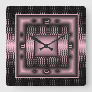Reloj Cuadrado Elegante rosa y negro