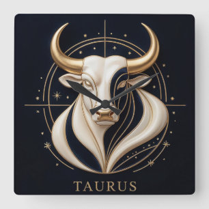 Reloj Cuadrado ♉ Elegante Tauro Zodiaco Toro Dorado Astrología ✨