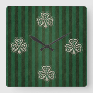 Reloj Cuadrado Elegante trendy y afortunado shamrock irlandés