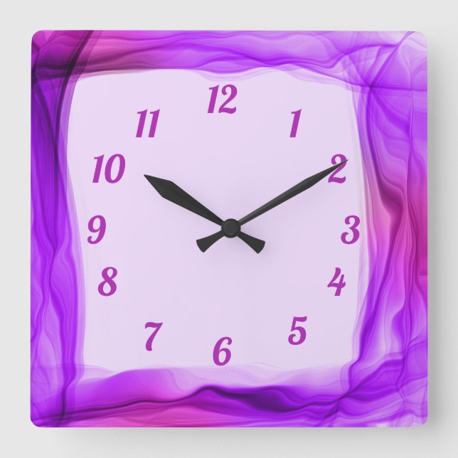 Reloj Cuadrado Elegante Wispy Purple Chiffon (Anverso)