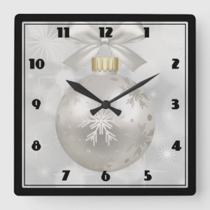 Reloj Cuadrado Elegantes Navidades plateados bailan sobre las luc