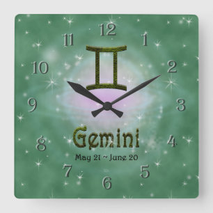 Reloj Cuadrado Elegir color Gemini Rótulo Astrológico Zodiaco