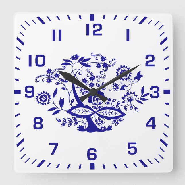 Reloj Cuadrado Elemento de estilo de cebolla azul (Anverso)